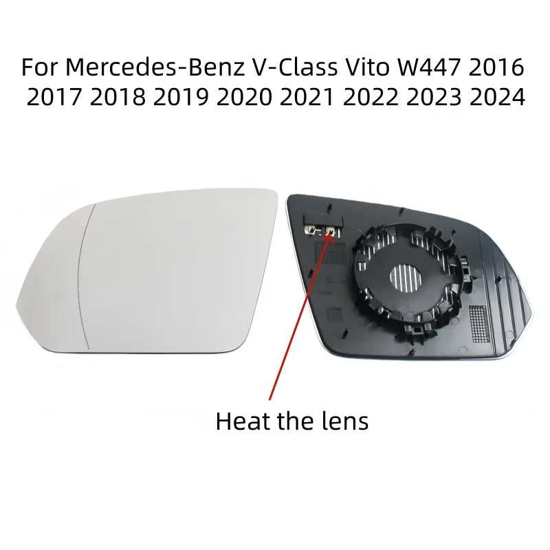 For Mercedes-Benz V Class Vito W447 2016-2023 (Without Automatic Dimming) Auto Parts Heating Mirror Rearview Mirror Lenses