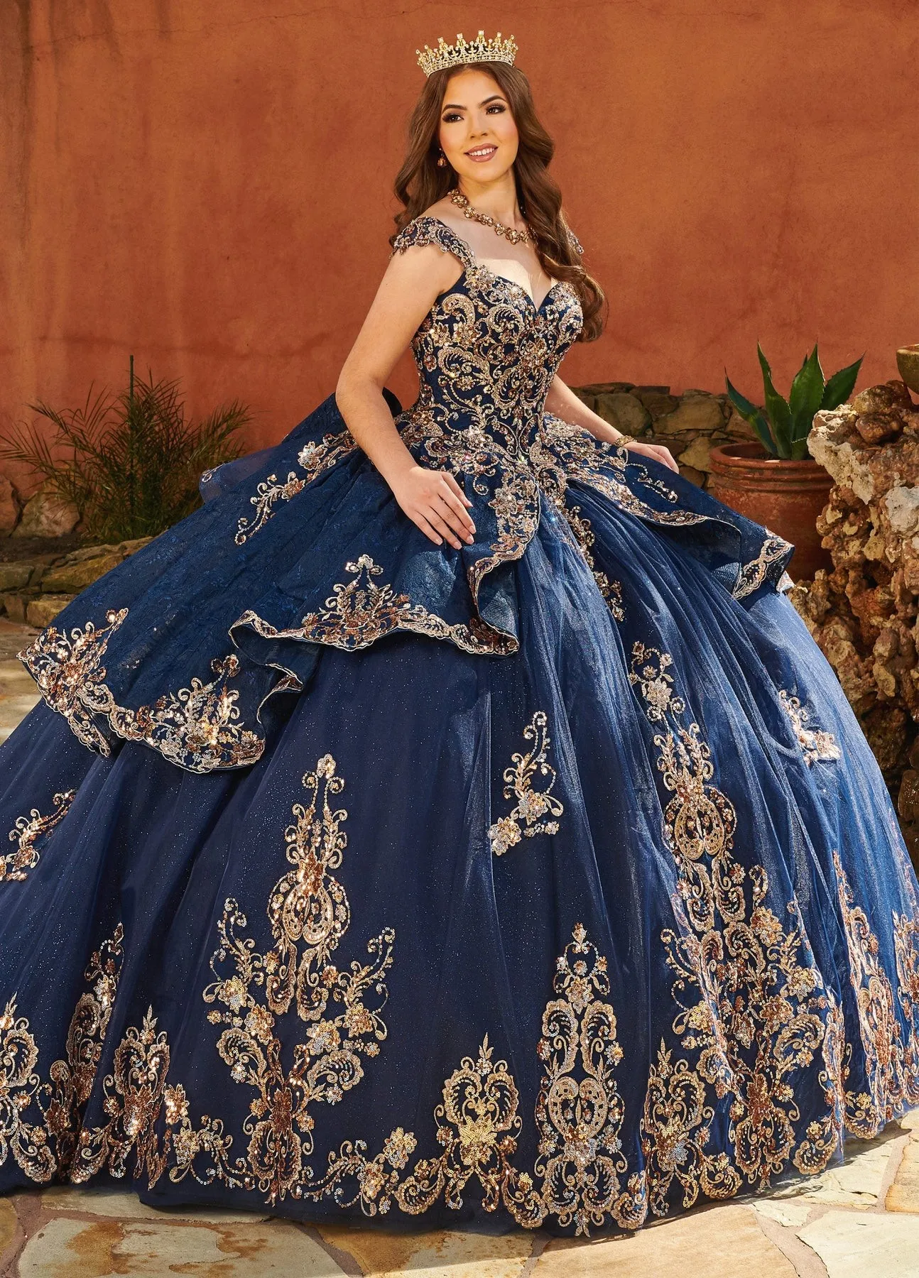 Navy Blue Charro Quinceanera Dresses Ball Gown Spaghetti Straps Tulle Appliques Puffy Mexican Sweet 16 Dresses 15 Anos