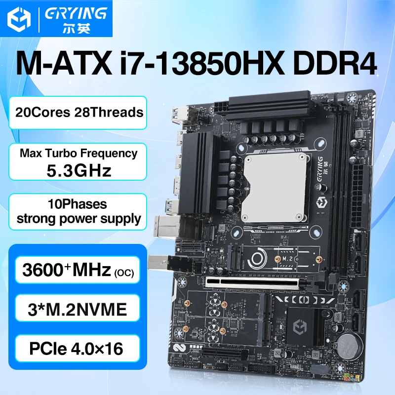 ERYING Motherboard and Processor Kit i7 13850HX Procesador 20C28T DDR4 RAM NVME M.2 LGA 1151/1700 DIY Gaming Computer Upgrade PC