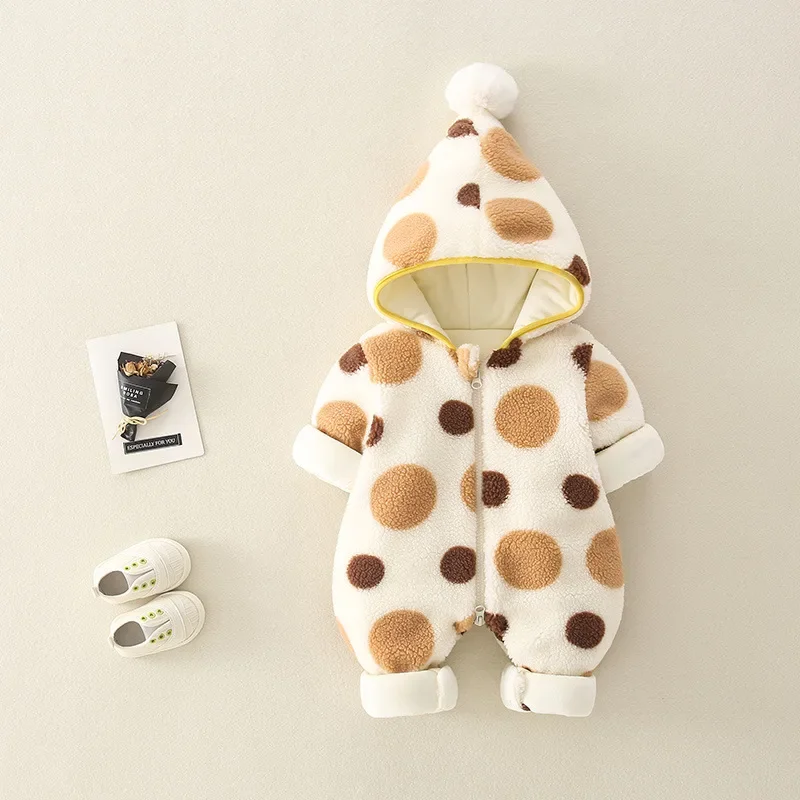 Baby Rompers Winter Cotton Clothes Baby Cute Cotton Warm Jumpsuit Thickened Outerwear Lamb Fleece Rompers