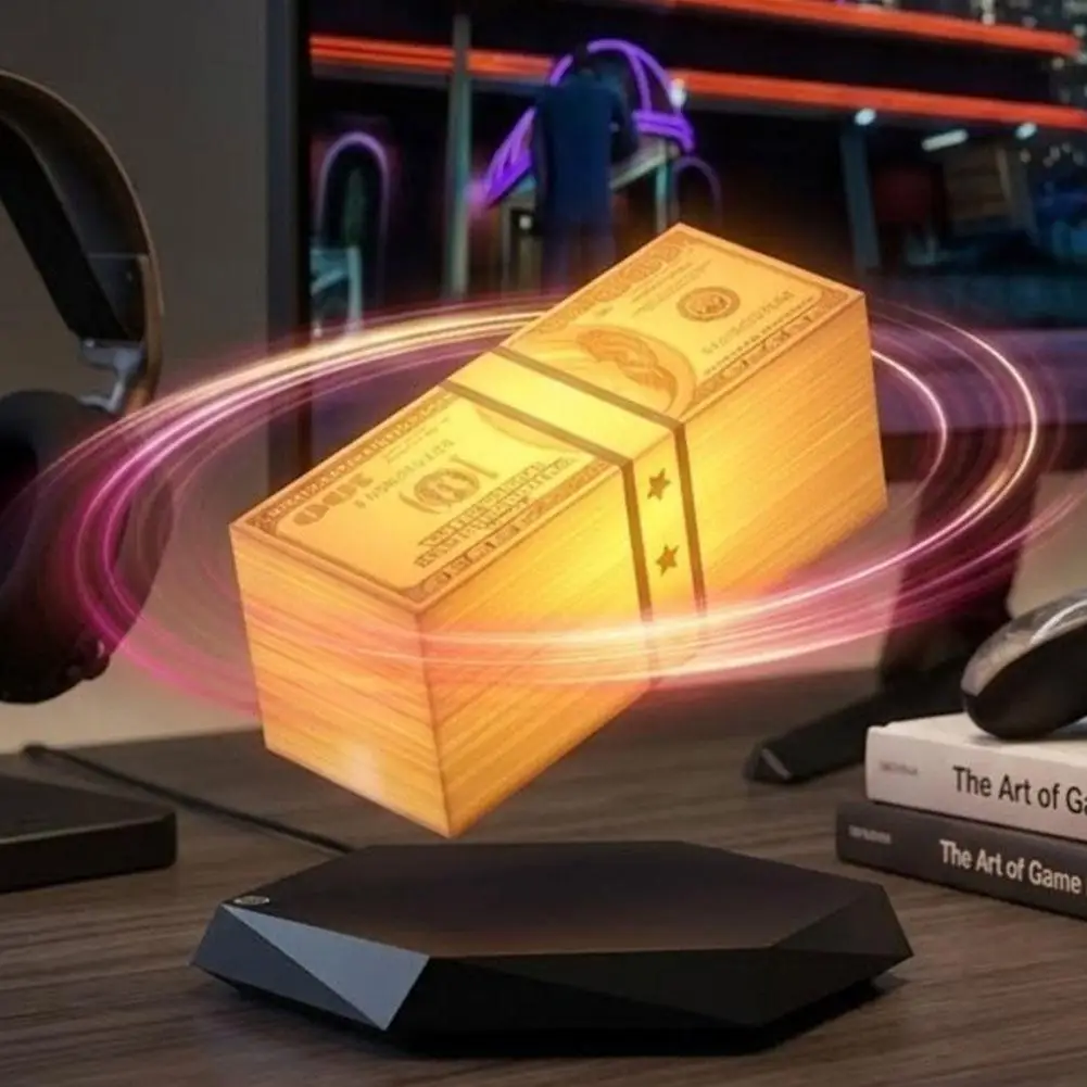 Creative Floating Money Lamp For GTA Game Peripheral 360° Rotating Golden Lantern Night Light Birthday Gift for Friend