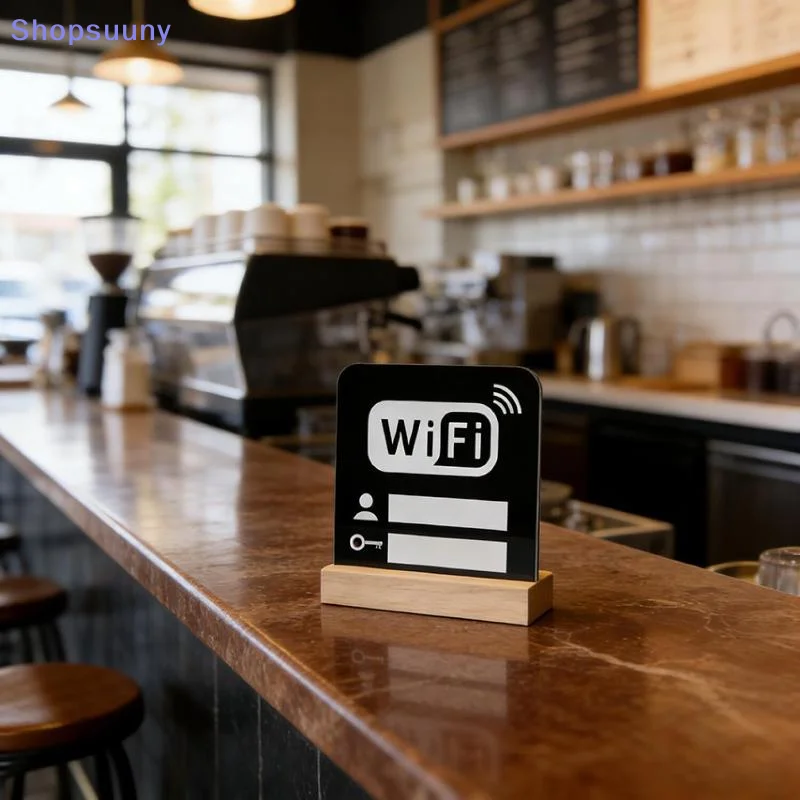 [SU]1/2Pcs Acrylic Mirror WiFi Sign For Public Places House Shops Handwriting Account And Password Wifi Notice Board Signs[SU]