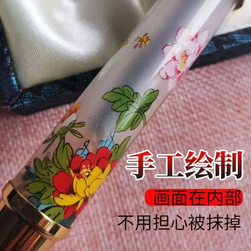 Creative Chinese Unique Hand Drawn Inner Drawing, Inside Painting Signature Pen, Ballpoint Pen With Fountain Pen Tip,dual Usage
