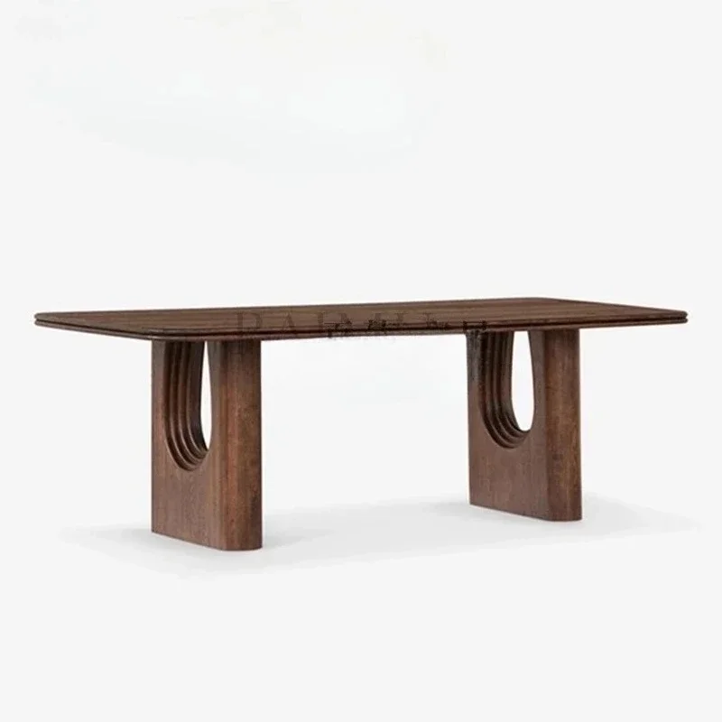

Medieval wabi-sabi wind walnut solid wood rectangular dining table artist home dining table