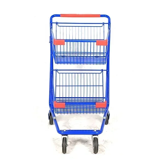 2026/Supermarket American style metal two basket shopping trolley