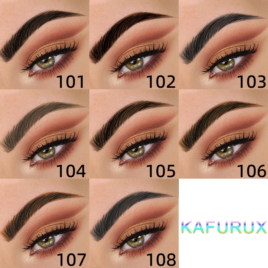 Caneta de sobrancelha microblading, 8 cores, 2 garfos, à prova d'água, líquida, para sobrancelha, delineador, cílios, marrom, preto, maquiagem, lápis de olhos
