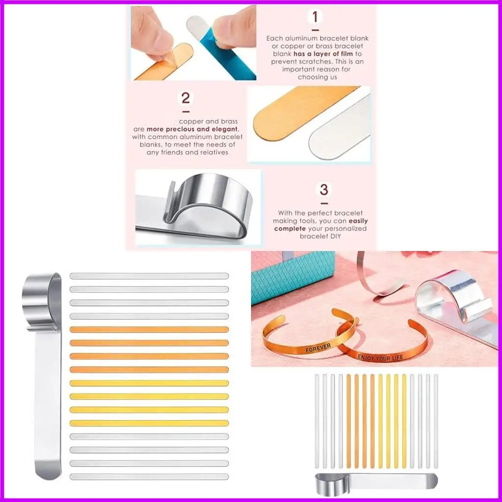 

17 Pieces Metal Stamping Set For Personalize Bracelet Crafting Supplies