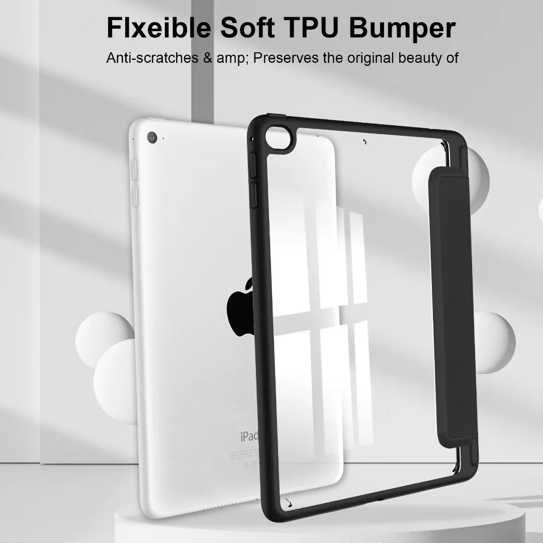 Capa acrílica para ipad mini 7, 8.3 polegadas, livro triplo, capa de couro para tablet para mini4 mini 5 mini 6th