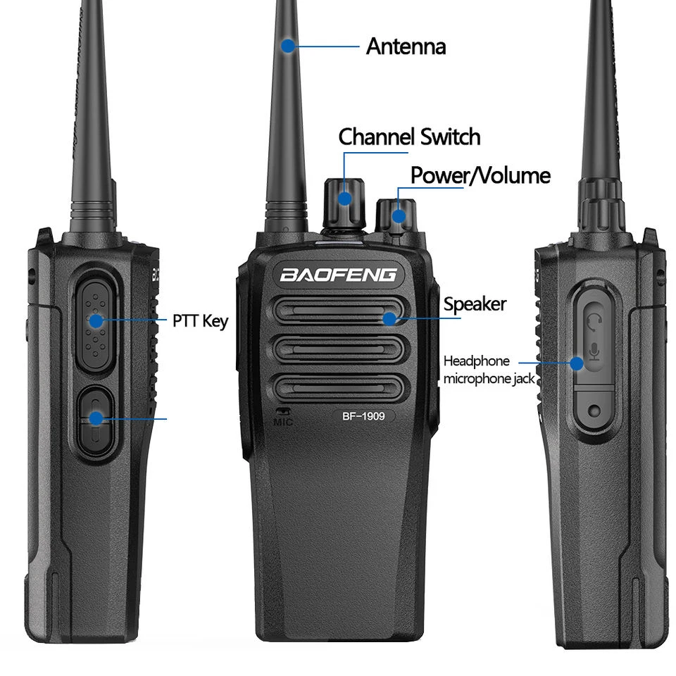 Baofeng BF-1909 Walkie Talkie 10W High Power UHF 400-470mhz Two-way Radio Type C  Charging Long Range  CB Radio