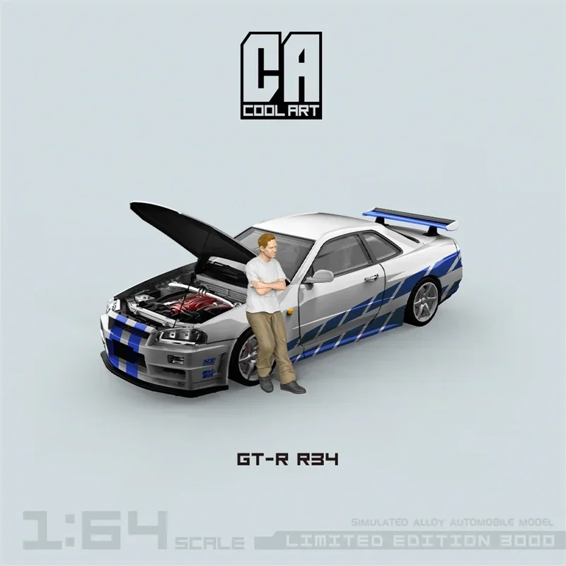 COOL ART 1:64 GT-R R34 Blue silver Fast and Furious Limited 3000 Diecast Model Car