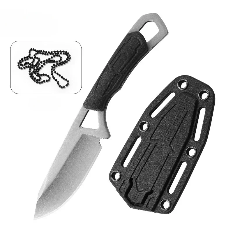 5CR13MOV Steel Fixed Blade Knife Integrated ABS Handle Outdoor Camping Survival Necklace Neck Knives with Kydex Sheath EDC Tools