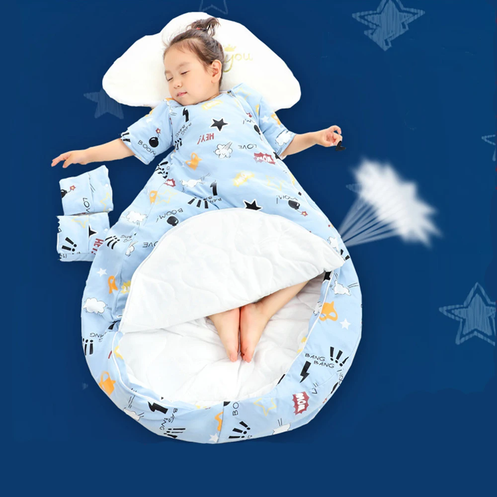 

Children's Sleeping Bag Baby Anti-kick Quilt Sleepsacks Summer Thin Air-conditioned Sleep Sack Detachable Sleeves For Boys Girls