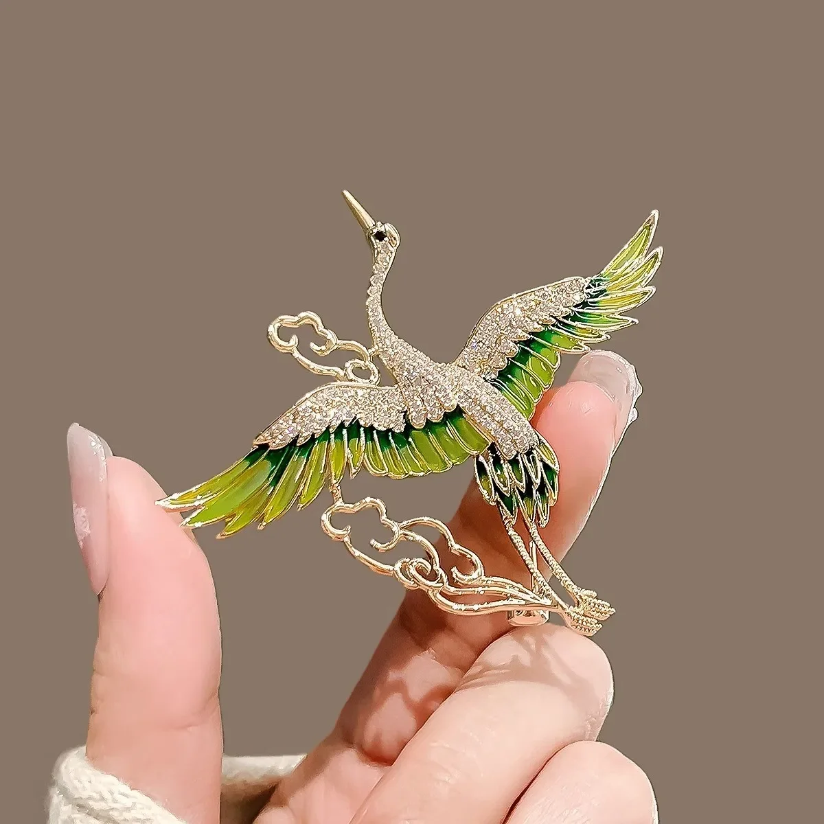 Antieke Stijl Kraan Gunstige Wolk Broche High-end Vrouwelijk Temperament Borst Bloem Retro Broche Qipao Decoratie Niche Gift