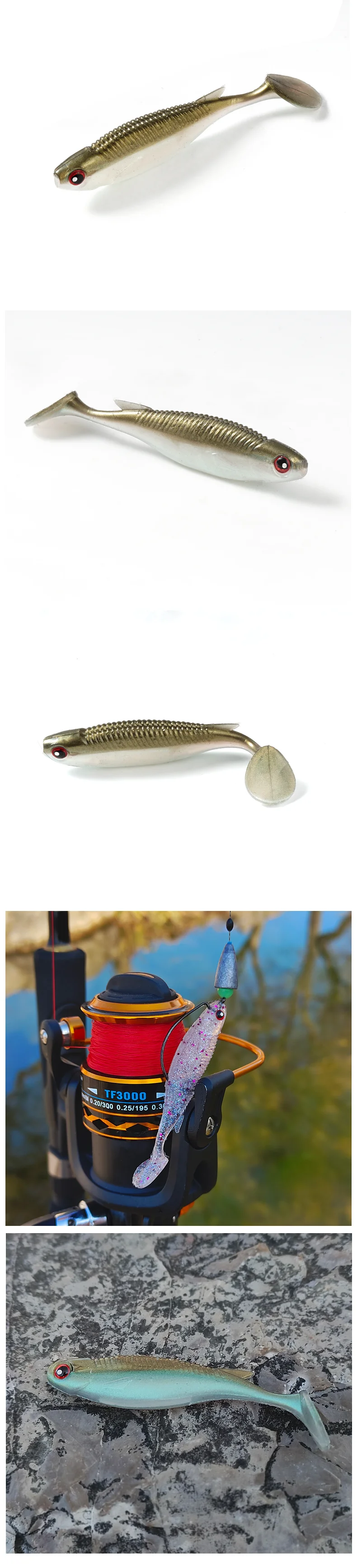 SUNMILE 2025 Neuer weicher Köder 6,5 cm Swimbait für Bass Pike Zander Snook Barsch Angelköder mit 3D-AUGEN JIG Head Rig Weicher Köder – Detail 2