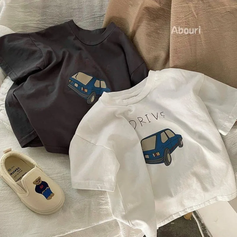 Summer Children Boys Short Sleeves UNITIM 1-10Yrs Kids Boys Car Printed Tees Round Collar Casual Toddler Babys Boys T-shirts