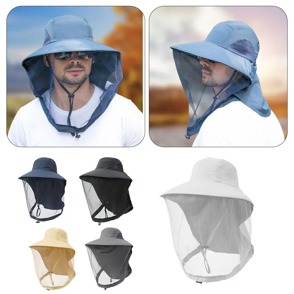 Unisex Anti Mosquito Insect Bucket Hat Summer Outdoor Jungle Farm Fishing Sun Hat Men Breathable Mesh Full Face Protection Net