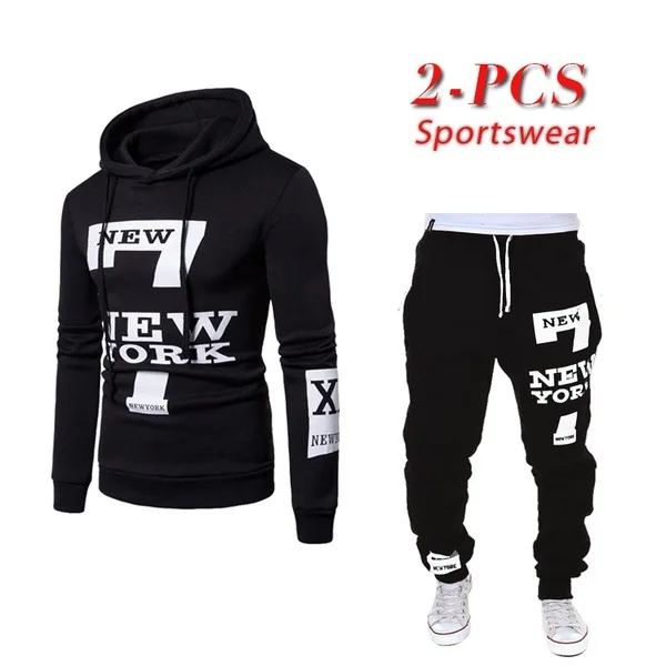 

Men's Spring Autumn Hoodie Sweatpants Sports Casual Couple Set Long Sve Cotton 00% Comfortable Breathable Men's Wear