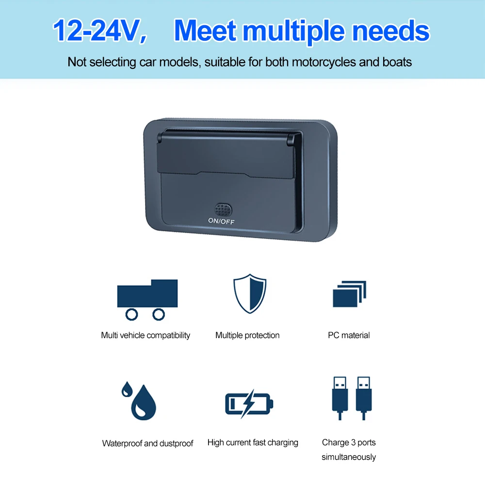 ملحقات السفينة المعدلة Qc3.0 Pd 2.1A شاحن سريع 12 فولت-24 فولت مع عرض جهد التبديل مناسب للسفن والسيارات والشاحنات #2