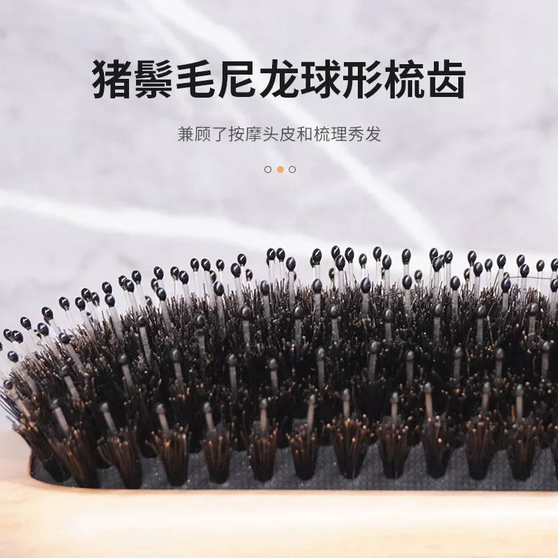 Boar Bristle Hair Brush Women Combs for Hair Wood HairBrush Detangle Straightener Brush Hair Comb Barber Accessories