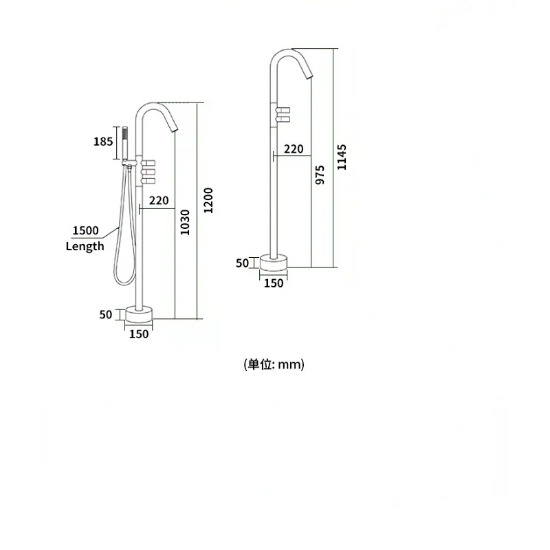 Imagem -05 - Solid Bras Gun Cinza Floor Stand Banheira Torneira Chuveiro Mistura Água Double Triple Handle Tub Mixer