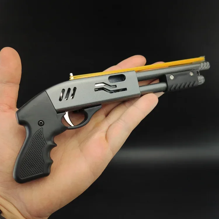 

NEW Funny Anti-stress Mini-shot Gun 8 Continuous Alloy Rubber Band Gun Miniature Model Ornaments Toys Creative Gifts