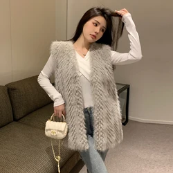 2024 New Winter Fall Faux Fur Vest for Korean Fashion Women White Faux Fur Coat Sleeveless Design