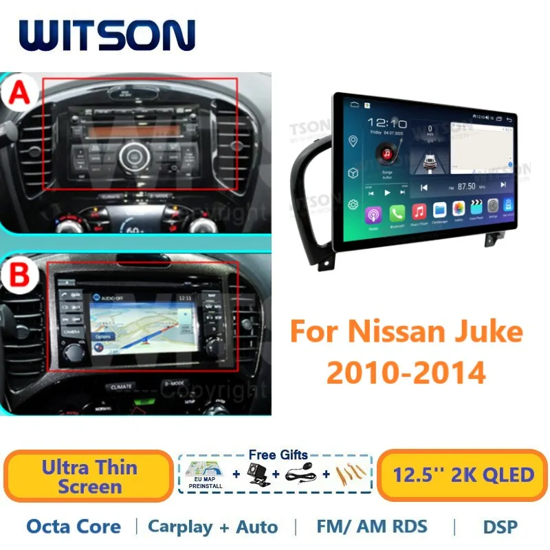 

WITSON Android Car Multimedia For Nissan Juke 2010-2014 Carplay DSP 12.5'' 2K QLED Auto Stereo Radio Navi GPS Multimedia