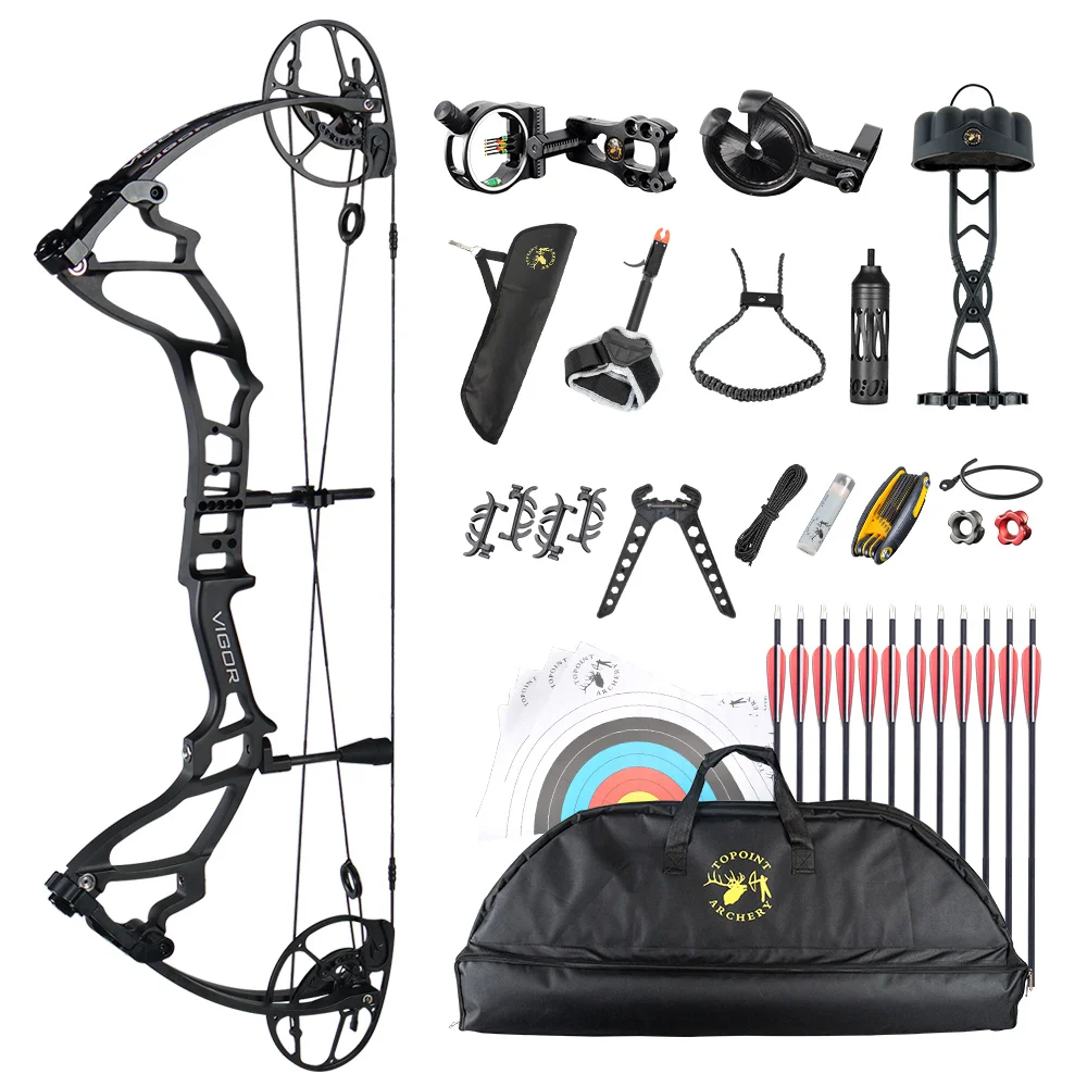 Archery Compound Bow VIGOR,Hunting Compound For RH And LH,CNC Milling Riser,USA Gordon Composites Limb,BCY String