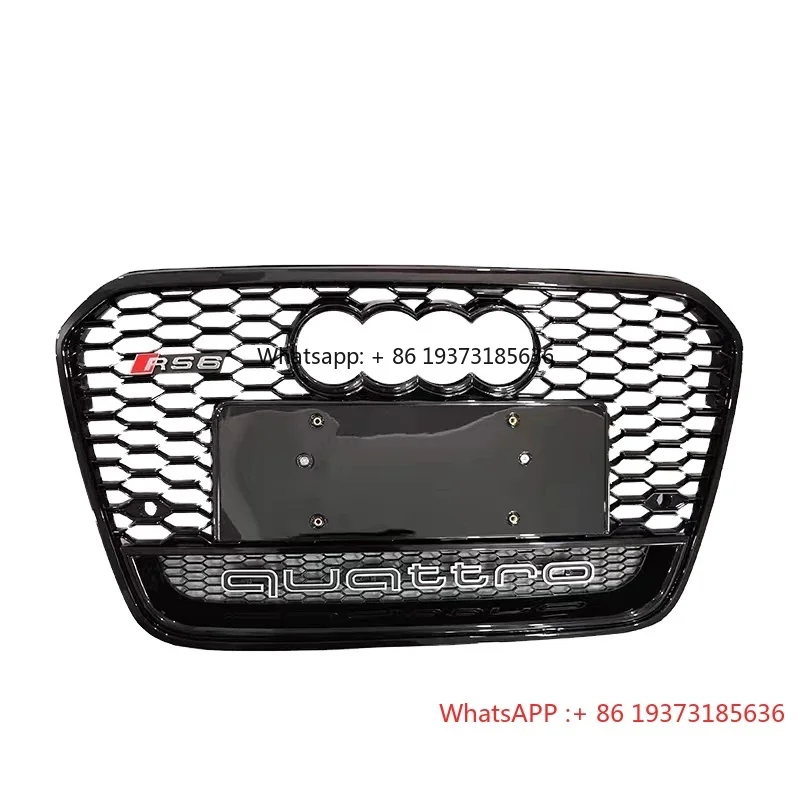 سيارة A6 S6 C7 شبكة سوداء لامعة RS6 نظرة المصد الأمامي العسل شواء مع Quattro لأودي A6 S6 C7 2012 2013 2014 2015