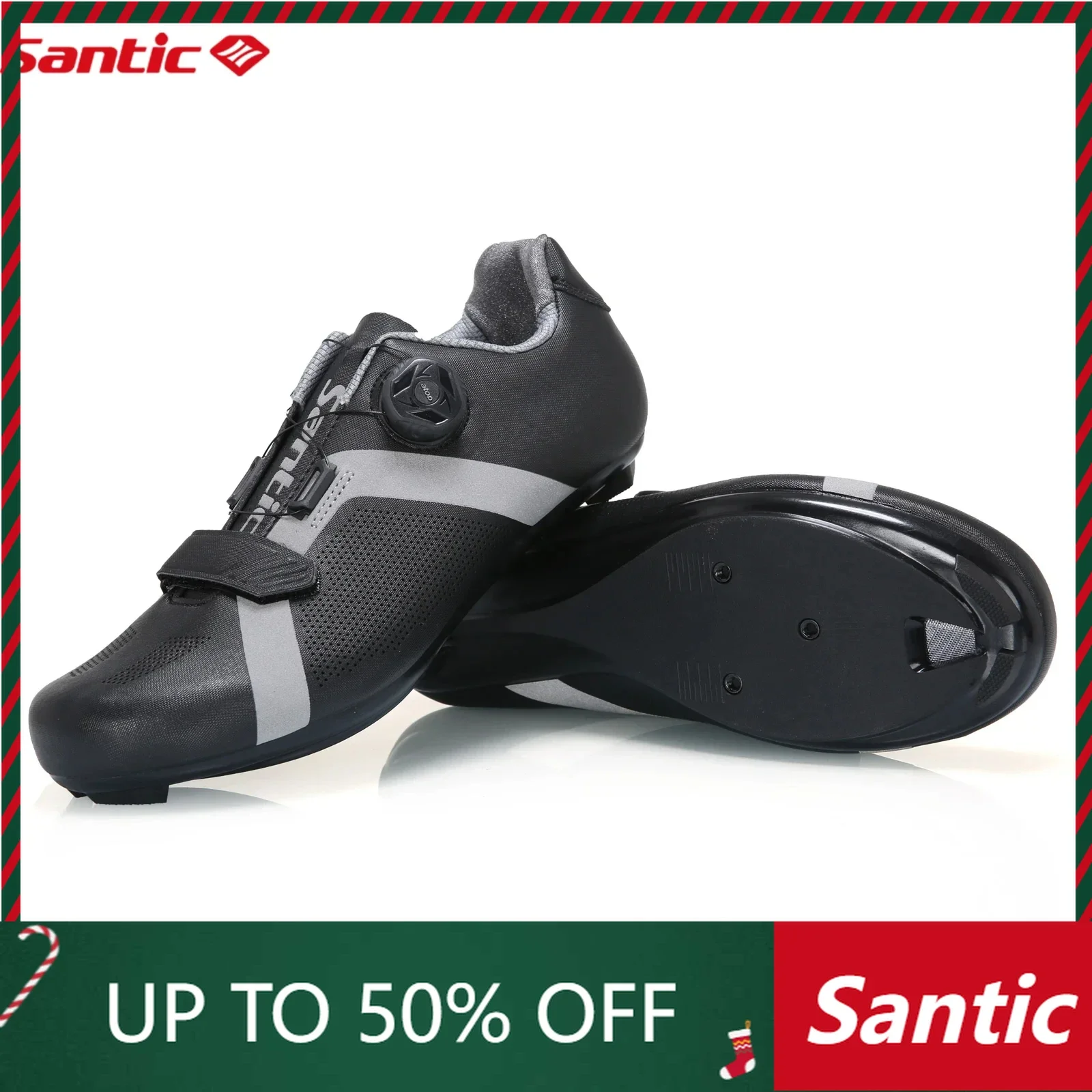 Santic Cycling Shoes Unisex Road Bike Wear Waterproof Adjustable Resistant Bicycle Nylon Bottom Riding Shoe Self-Locking KS20019