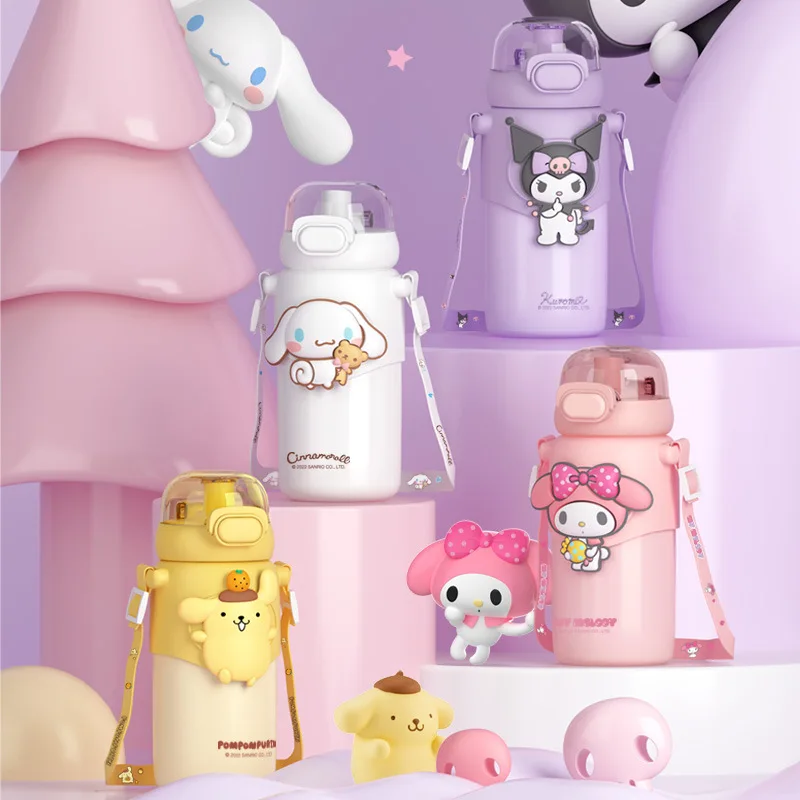 

460ML Kawaii Sanrio Thermo Cup Cartoon My Melody Kuromi Cinnamoroll Pochacco Cute 316 Stainless Steel Portable Water Bottle Gift