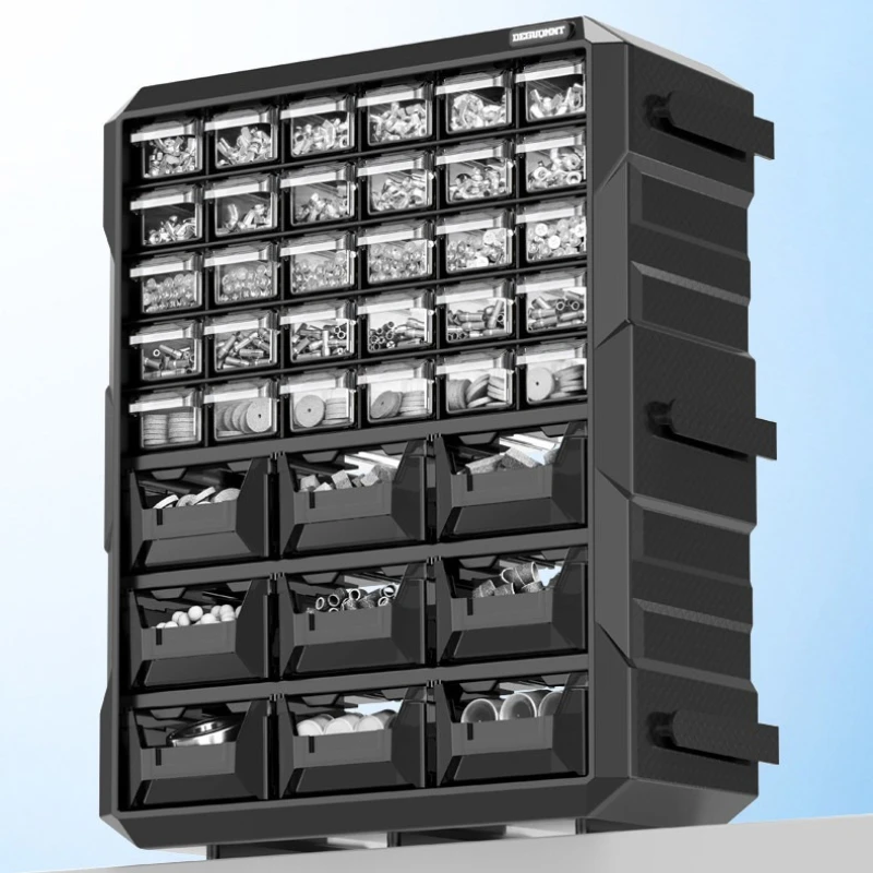 Stackable Combination Parts Organizer with Drawers, Transparent Plastic Storage Case for Hardware Tools and Craft Supplies JT40