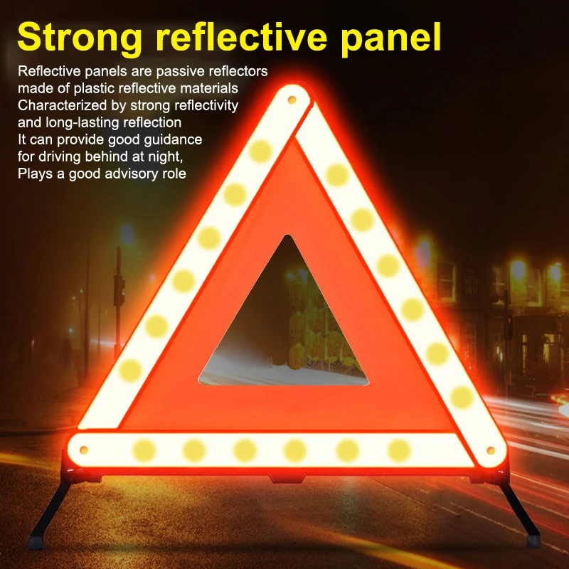 Foldable Car Emergency Breakdown Warning Triangle With Reflective Strips