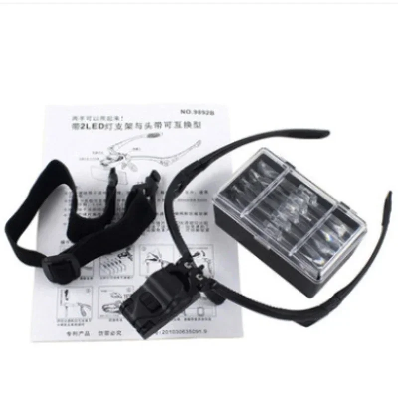 LED Light Head Worn Magnifying Glass with 5 Lens Groups Professional Magnifying Lens for Medical Use Reading Maintenance