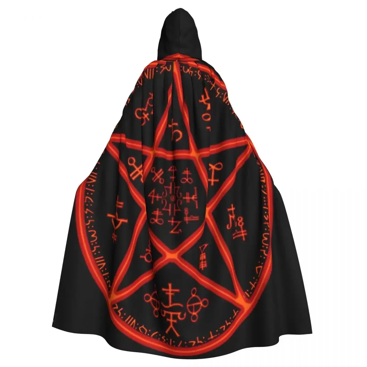 Purims Unisex Adult Wiccan Symbol Mandala Witches Runes Baphomet And Lucifer Cloak With Hood Long Witch Costume Cosplay