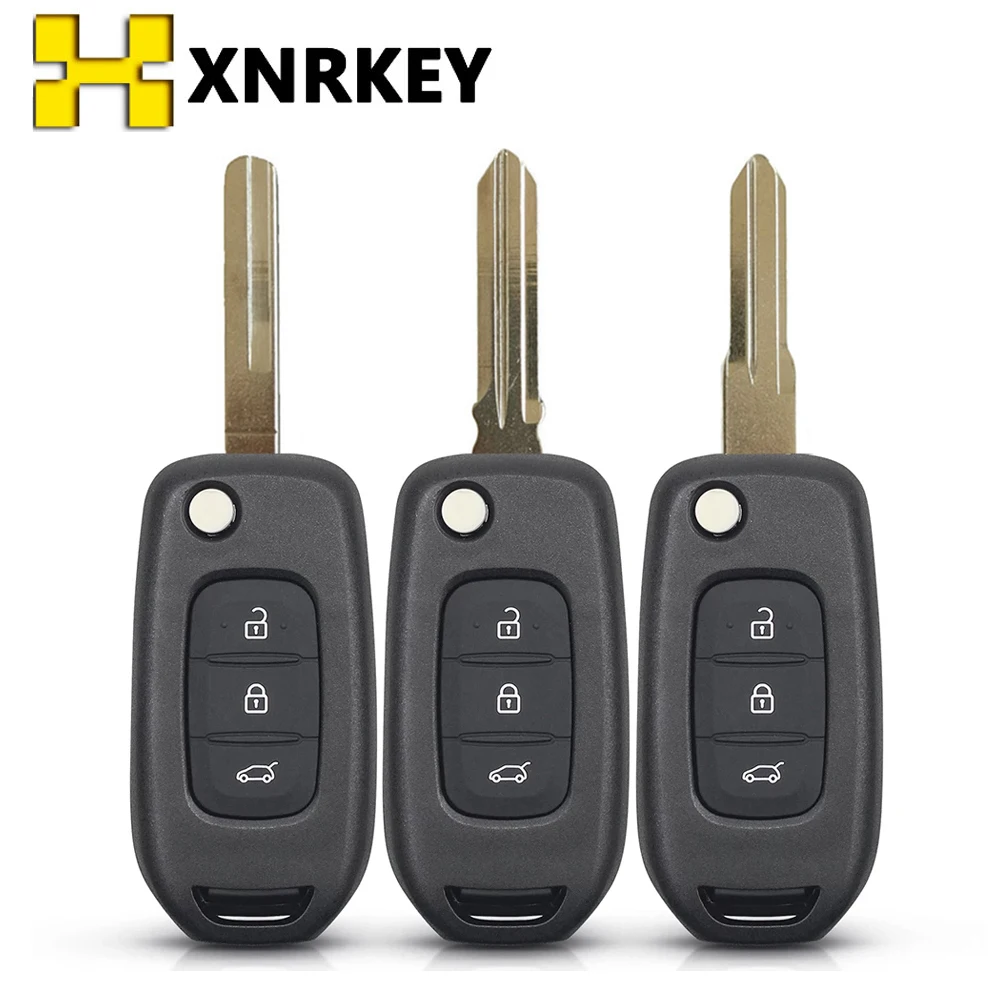 XNRKEY Car Key Shell for Renault Kadjar Captur Symbol Kaptur Megane Logan 2013- 2018 3 Button Flip Remote Control Smart Key Case