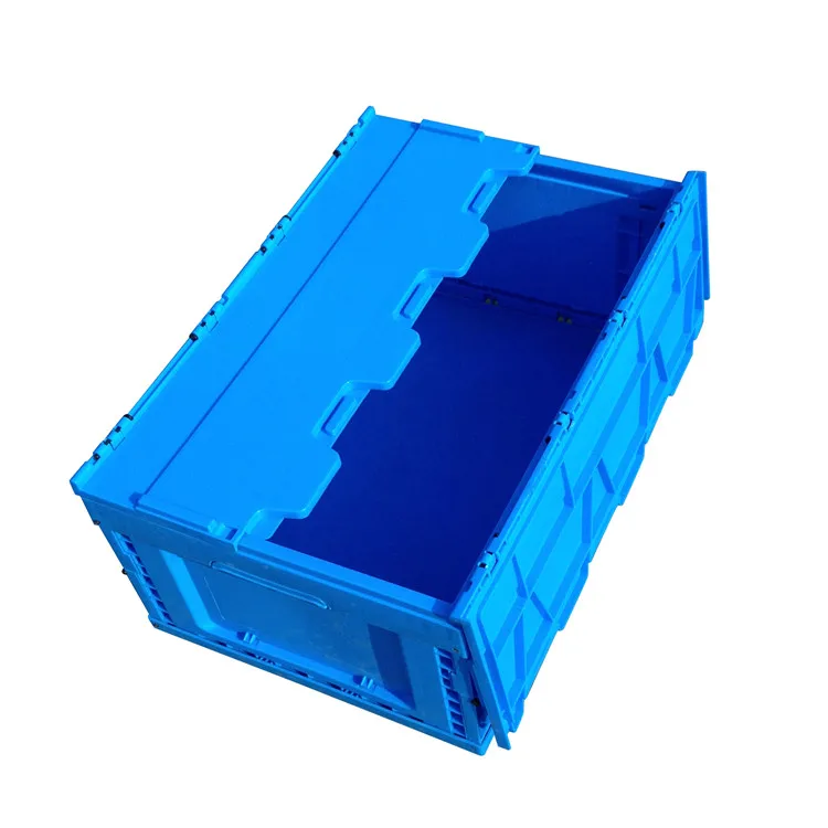 600x400x270 mm Reusable Collapsible Plastic Folding Storage Box Bin with Attached Lid