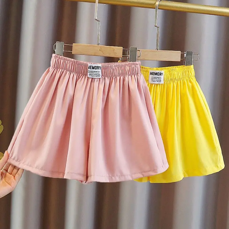 Girls Short Pants Kids Wide Leg Shorts Teenagers Loose Trousers 2024 Summer 4 To 14 Yrs Children\'s Candy Color Clothing Casual