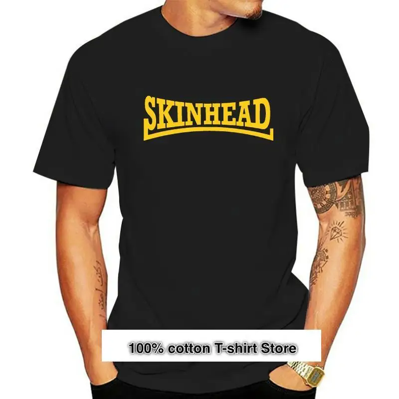 Skinhead-camiseta negra, diseño amarillo, todas las tallas