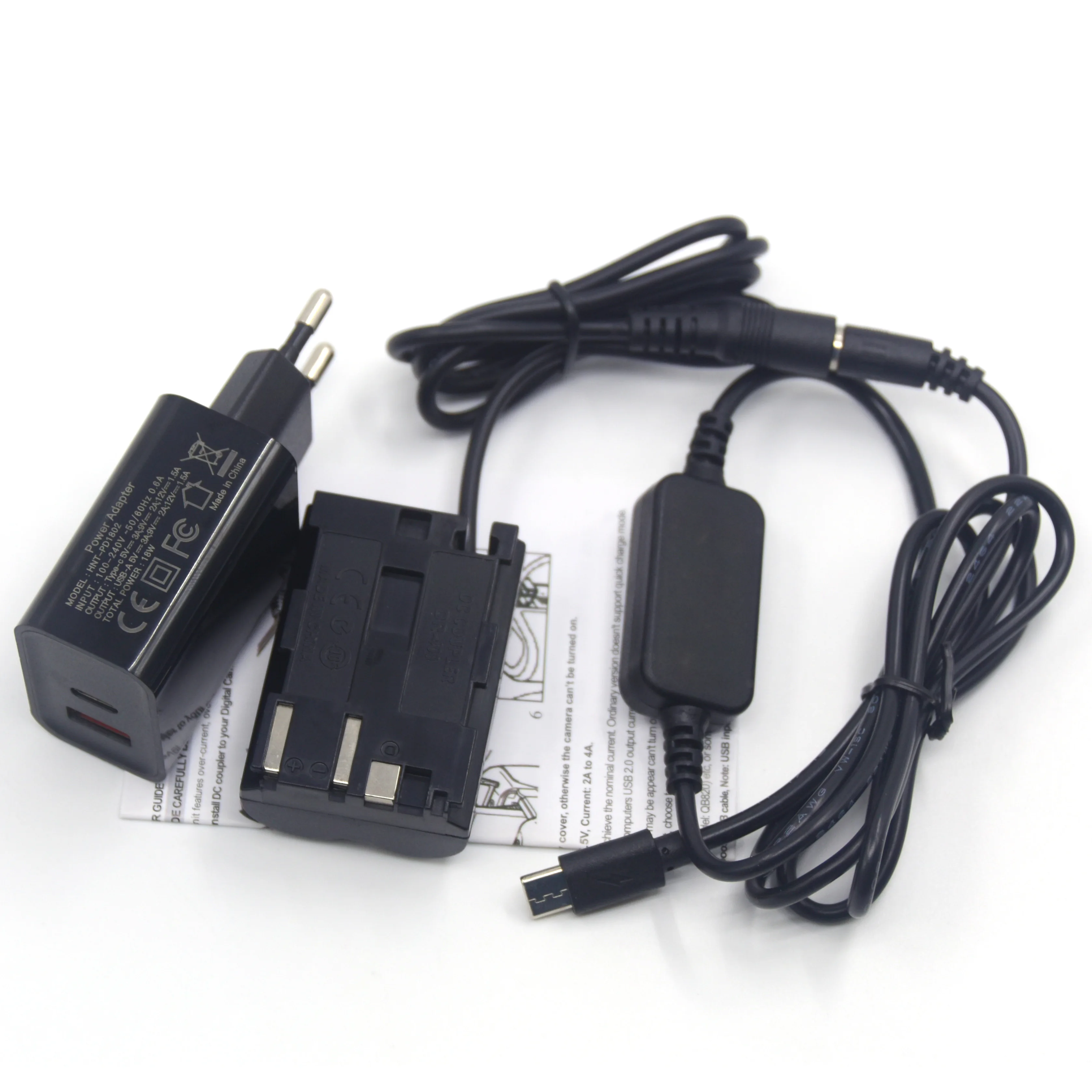 Сетевое зарядное устройство QC 3,0 PD + кабель питания USB Type-C + DR-400 BG-E2, муляж аккумулятора для камеры Canon EOS 20D 30D 40D 5D 50D D30 D60