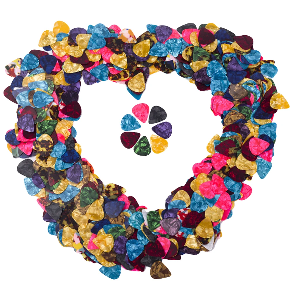 

200pcs Heart Shaped Guitar Pick Plectrum Plastic Ukulele Guitar Picks Accessories Random Color (100pcs 0.46mm Picks an