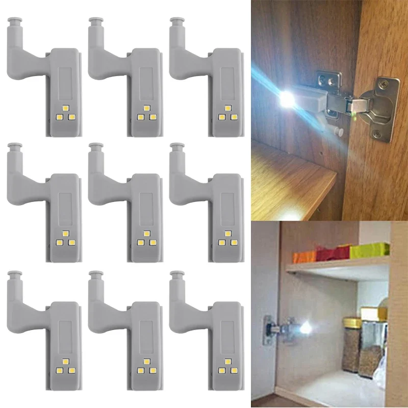 5/10pcs Universal LED Inner Hinge Lamp Cabinet Induction Lights Wardrobe Cupboard Sensor Light Kitchen Bedroom Closet Night Lamp