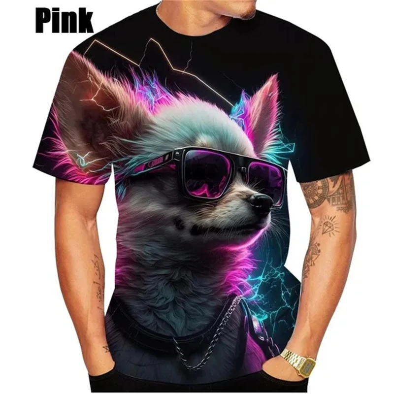 New Fashion Summer 3D Printed Chihuahua Men\'swomen\'s T Shirt stampa 3D a maniche corte girocollo Tshirt da uomo Tees Top abbigliamento