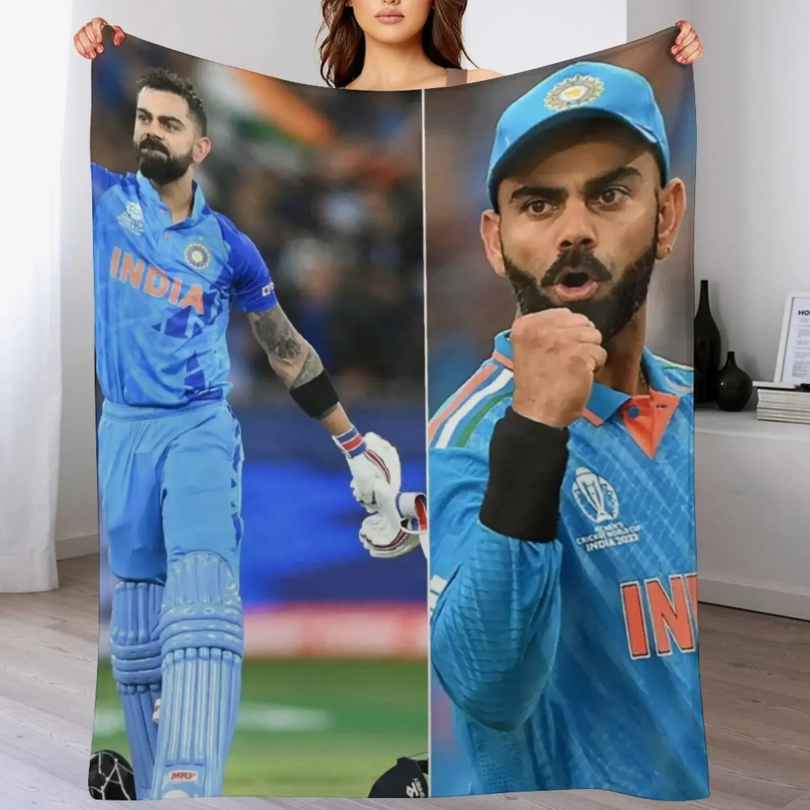 

virat kohli Throw Blanket Camping Decoratives Loose Hairys Blankets