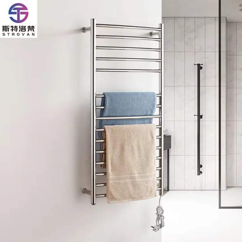 

Bathroom Wall Mounted Towel Rail Electric Heated Drying Rack Towel Warmer