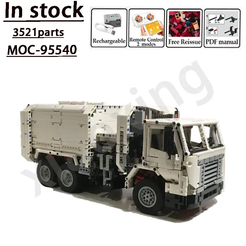 Eco EcoElectricMOC-95540 GarbageTruckEngineeringTruck Model 3521Parts Building Block Model AdultEducationalKidsBirthday Toy Gift