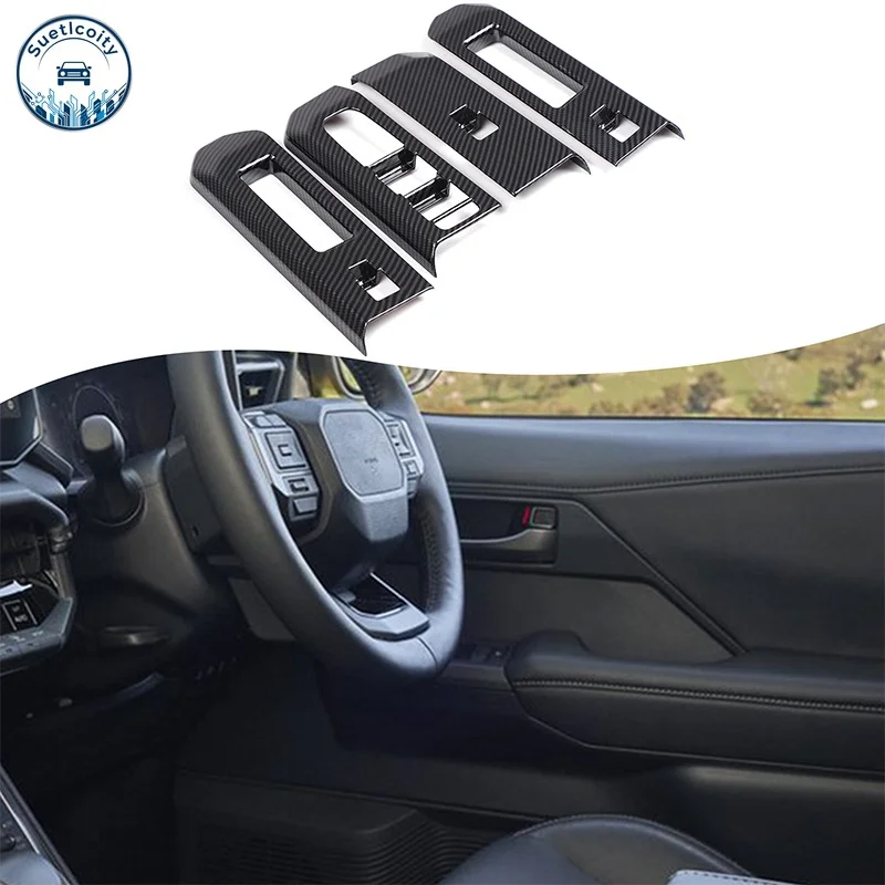 ABS Carbon Fiber Pattern For Toyota Hilux 2026 Car Window Lift Switch Panel Cover Trim Interior Accessories Right Hand Drive