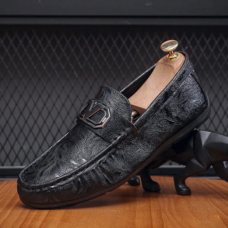 men loafers shoes designer black casual man shoes PU leather luxury formal loafers slip on shoes man metallic decoration