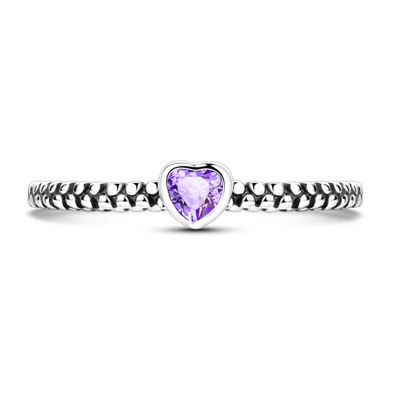New Original 925 Sterling Silver Vintage Dewdrop Purple Love Ring For Women Fit Wedding Party Jewelry Gift