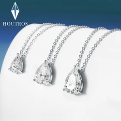 1-4CT Pear Cut D Color Moissanite Pendant Necklace for Women S925 Silver Plated 18k Gold Waterdrop Shape Necklaces Jewelry Gift